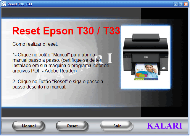 Reset Epson T30 E T33 | reset impressora epson t33 e t30 adjustment program Reset Epson T30 E T33 | reset impressora epson t33 e t30 adjustment program