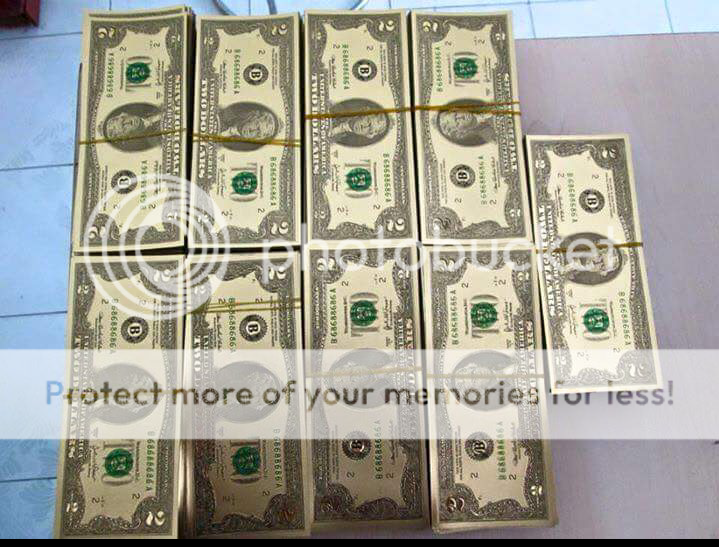 Bán 2$ Mạ vàng seri 6868686868. Giá 20k/tờ