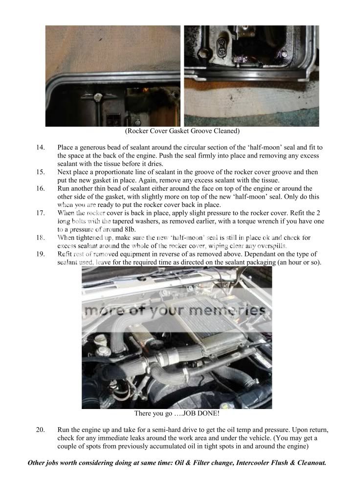 How to replace Rocker Cover Gasket & Halfmoon Seal