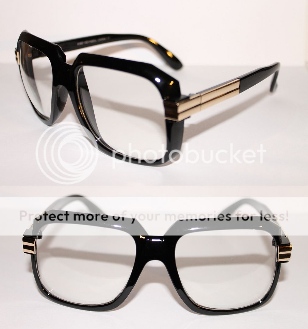 Vintage 607 Clear Lens Glasses Run DMC Old School Black gold Frame
